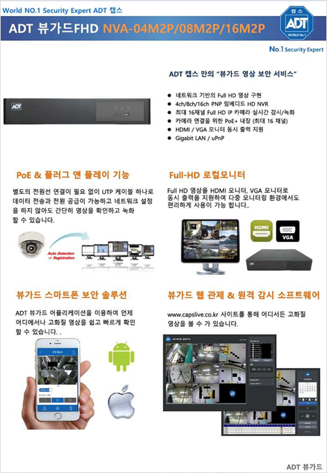 고정형 영상정보처리기기 사양서: ADT 뷰가드 FHD(1)